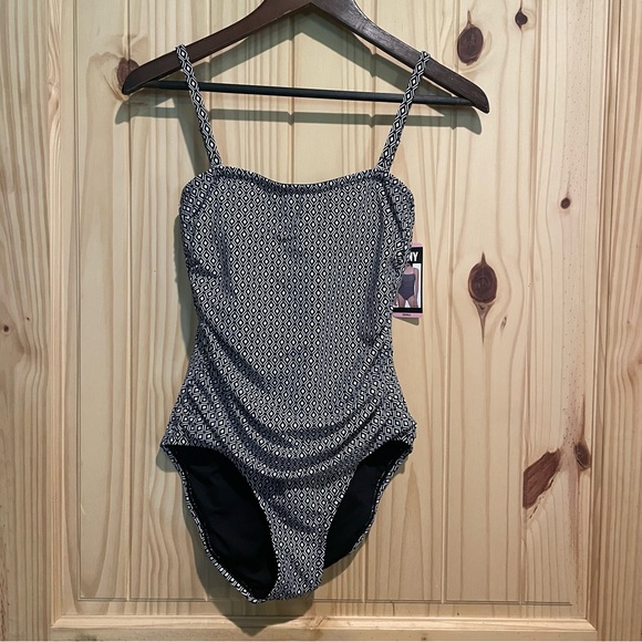 DKNY Black and White Geometric Swimwear Size Small NWT - Picture 1 of 7